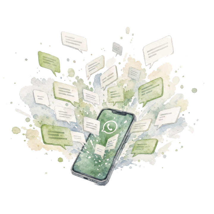 Ilustración de mensajes de WhatsApp con invitados